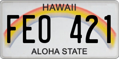 HI license plate FEO421