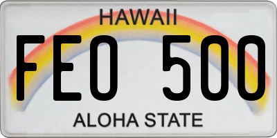HI license plate FEO500