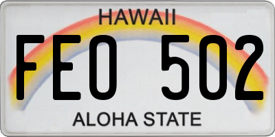 HI license plate FEO502