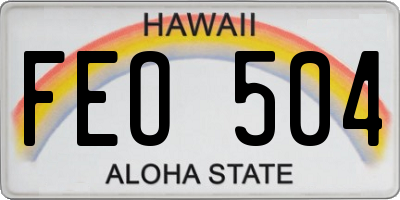 HI license plate FEO504