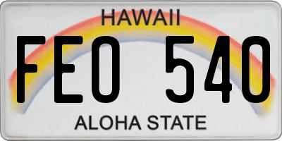 HI license plate FEO540