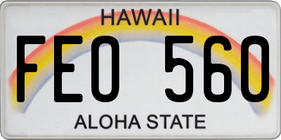 HI license plate FEO560
