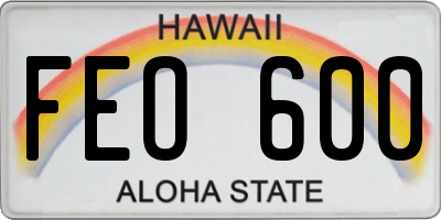 HI license plate FEO600