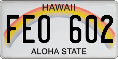 HI license plate FEO602