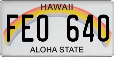 HI license plate FEO640
