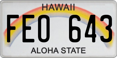 HI license plate FEO643