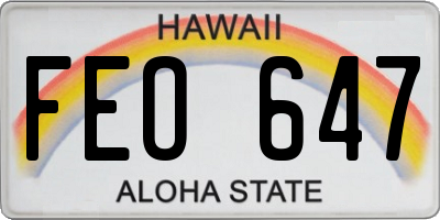 HI license plate FEO647