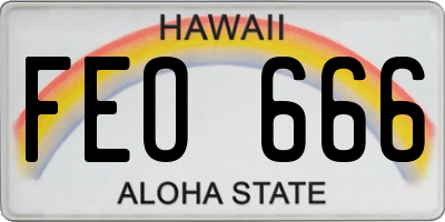 HI license plate FEO666