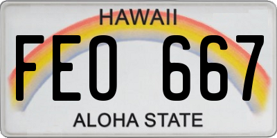 HI license plate FEO667