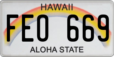 HI license plate FEO669