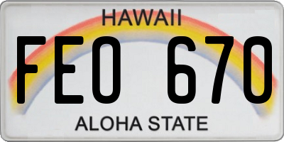 HI license plate FEO670