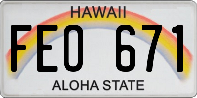 HI license plate FEO671