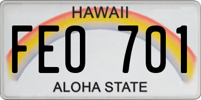 HI license plate FEO701
