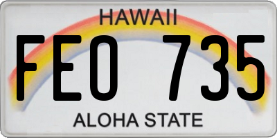HI license plate FEO735