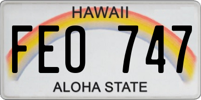 HI license plate FEO747