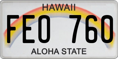 HI license plate FEO760