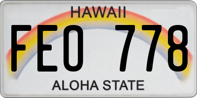 HI license plate FEO778