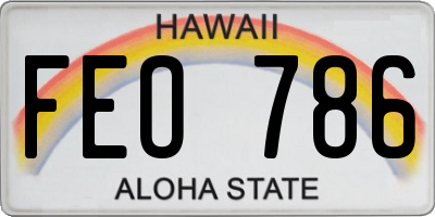 HI license plate FEO786
