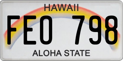 HI license plate FEO798