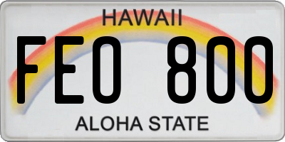 HI license plate FEO800