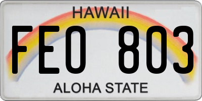 HI license plate FEO803