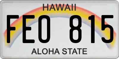 HI license plate FEO815