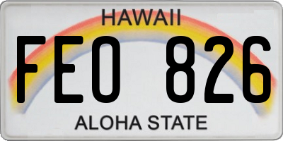 HI license plate FEO826
