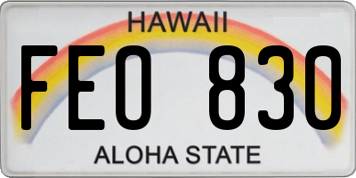 HI license plate FEO830