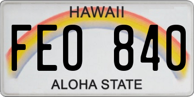 HI license plate FEO840
