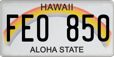 HI license plate FEO850