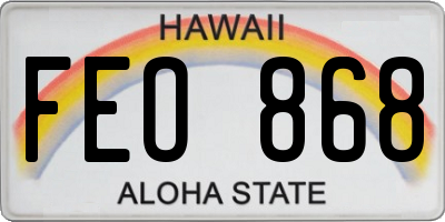 HI license plate FEO868