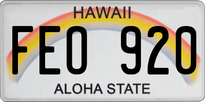 HI license plate FEO920