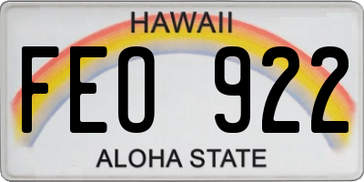 HI license plate FEO922