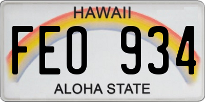 HI license plate FEO934