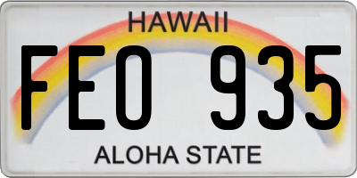 HI license plate FEO935