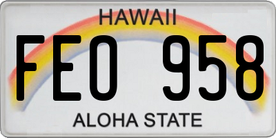HI license plate FEO958