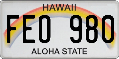 HI license plate FEO980