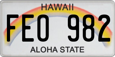 HI license plate FEO982