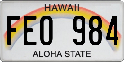 HI license plate FEO984