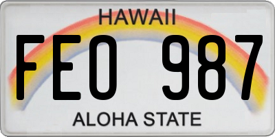 HI license plate FEO987