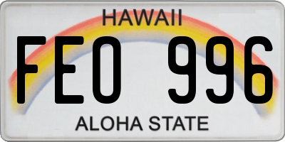 HI license plate FEO996