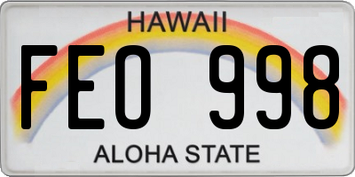 HI license plate FEO998