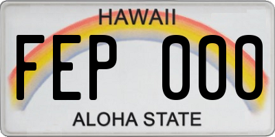 HI license plate FEP000