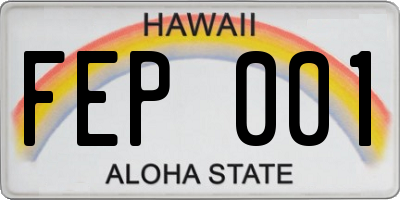 HI license plate FEP001