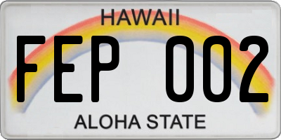 HI license plate FEP002