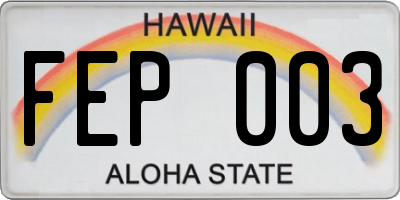 HI license plate FEP003