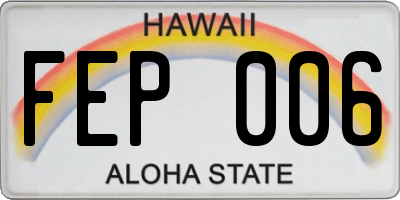 HI license plate FEP006