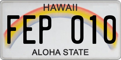 HI license plate FEP010