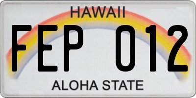 HI license plate FEP012