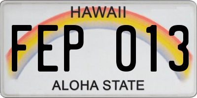 HI license plate FEP013